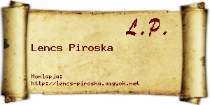 Lencs Piroska névjegykártya